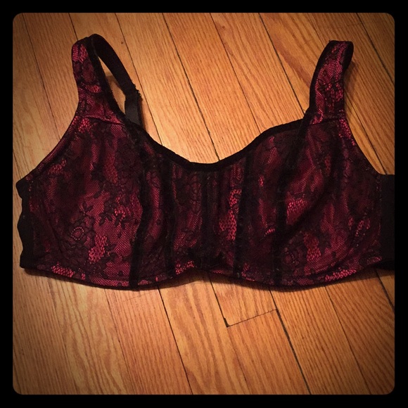 Fashion Bug Other - Pink and black lace push up bra